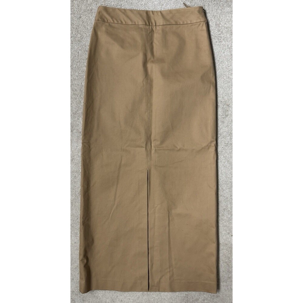 Vintage 2002 Banana Republic Factory Y2K Camel Maxi Skirt Front Slit Minimalist - Picture 7 of 11